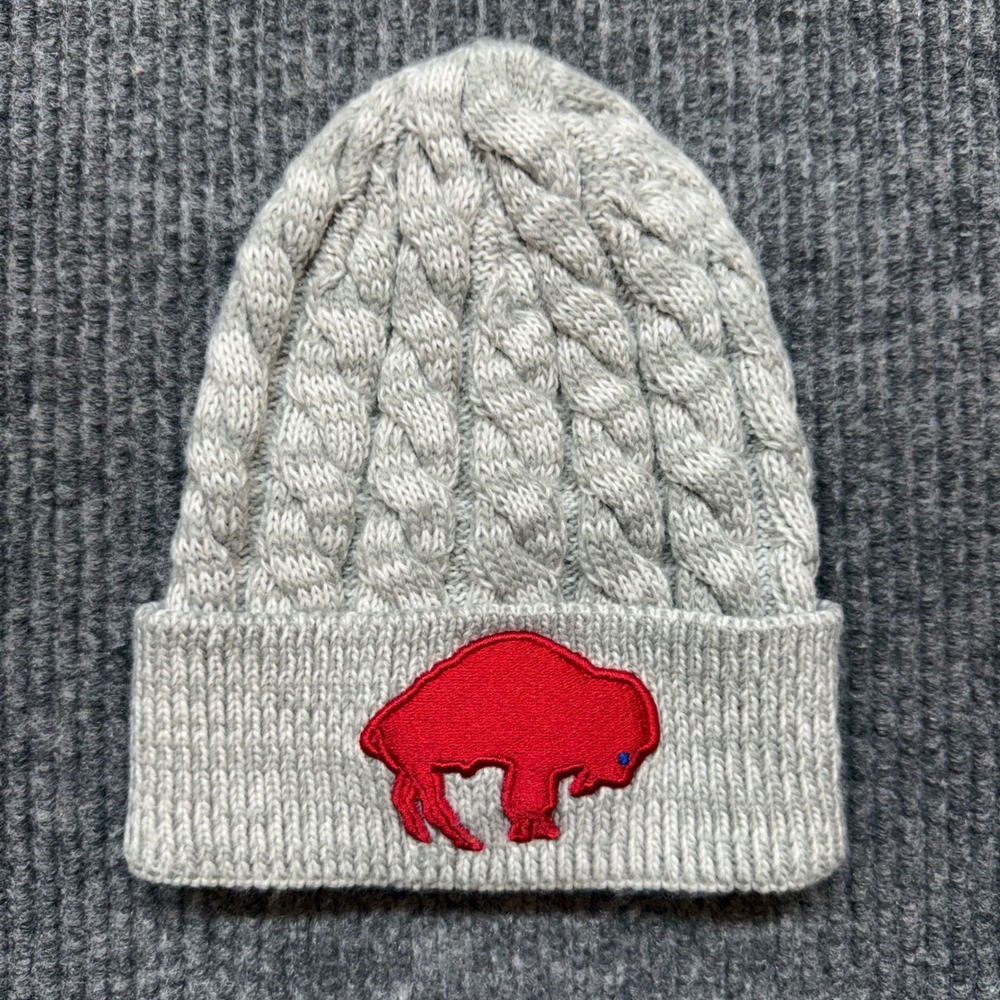 New Era Buffalo Bills Cable Knit Beanie Womens Gray Red NFL Football Winter Hat